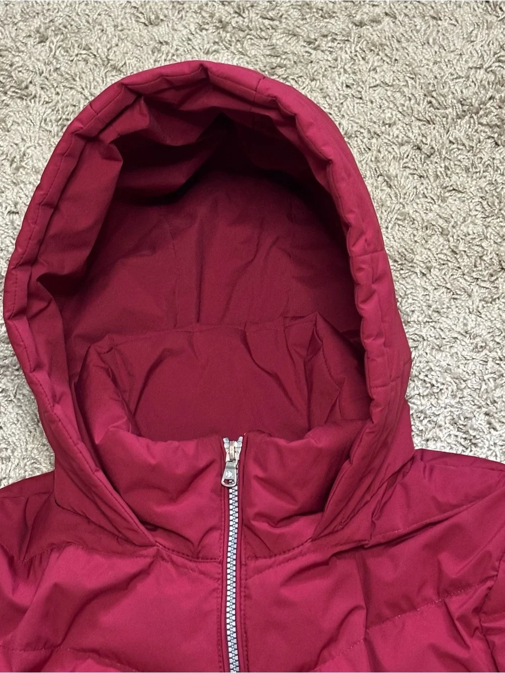 Ralph Lauren Women's Hooded Quilted Puffer Coat - Burgundy womens large style